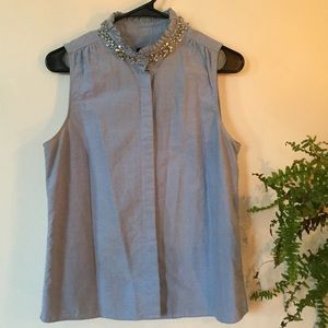 Chambray J.Crew blouse with rhinestones!